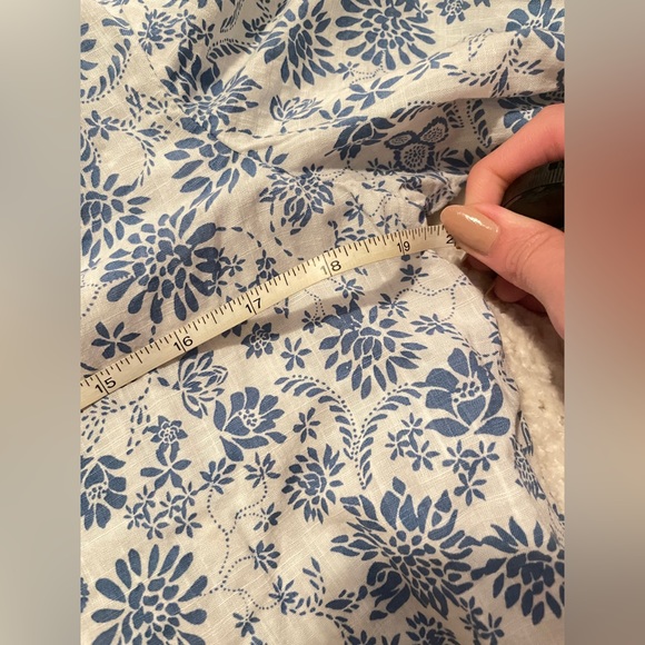 LOFT Blue White Floral Ruffle Long Sleeve Mini Dress NWT Size Medium - Picture 4 of 7